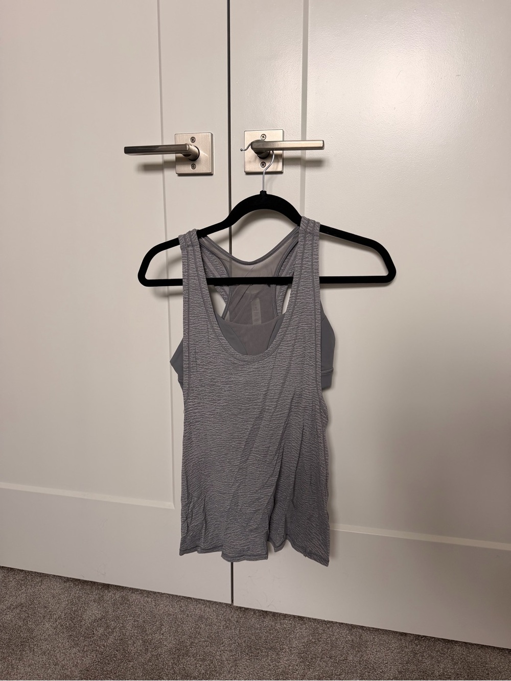 lululemon athletica Gray Layered Racerback Tank with Built-In Shelf Bra